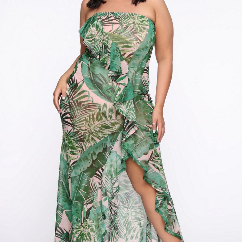 Nights In Cabo Tropical Maxi Dress - Pink/Combo